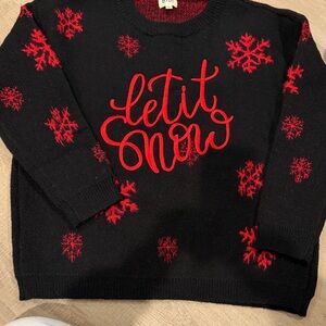 BiBi Black Sweater with Red Snowflake Design